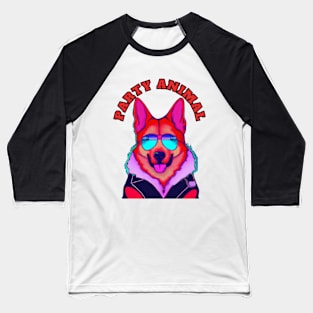 Party Animal Police K9 Dog Synthwave Retro Baseball T-Shirt